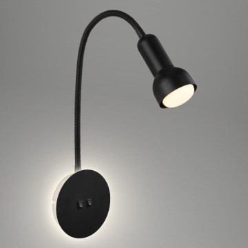 Briloner 2178015 - LED Стена гъвкава лампа 1xE14/10W/230V + LED/3W черен
