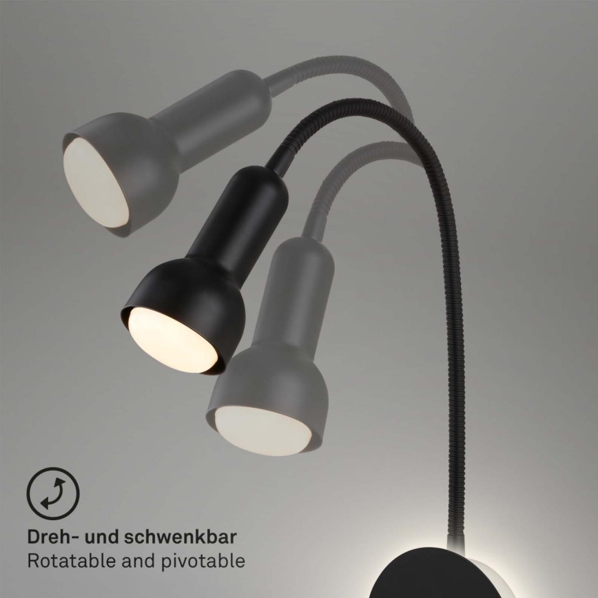 Briloner 2178015 - LED Стена гъвкава лампа 1xE14/10W/230V + LED/3W черен