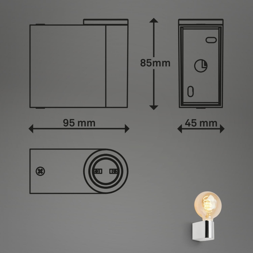 Briloner 2182-018 - Стенно осветително тяло за баня DONGA 1xE27/10W/230V IP44 лъскав хром