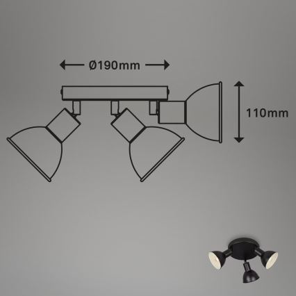 Briloner 2674-035 - Спот RETRO 3xE14/25W/230V черен