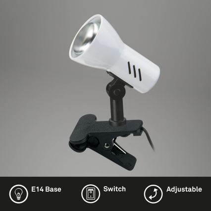 Briloner 2794/016P - Лампа с щипка 1xE14/40W/230V черна/бяла
