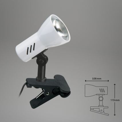 Briloner 2794/016P - Лампа с щипка 1xE14/40W/230V черна/бяла