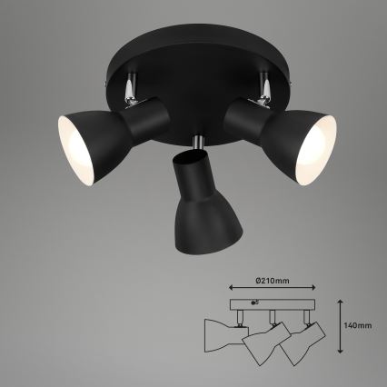 Briloner 2860-035 - точково осветително тяло CUP 3xE14/25W/230V черно