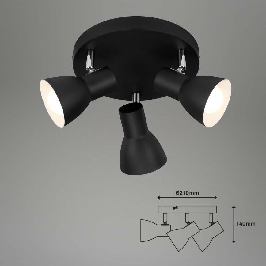 Briloner 2860-035 - точково осветително тяло CUP 3xE14/25W/230V черно