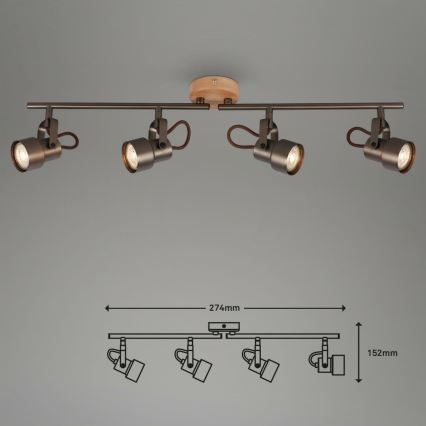 Briloner 2872-045 - LED Спот TAHUN 4xGU10/5W/230V 3000K кафяв