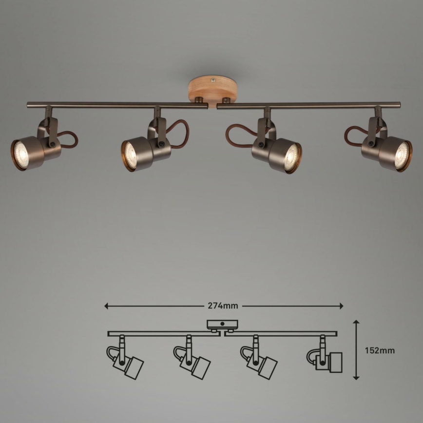 Briloner 2872-045 - LED Спот TAHUN 4xGU10/5W/230V 3000K кафяв