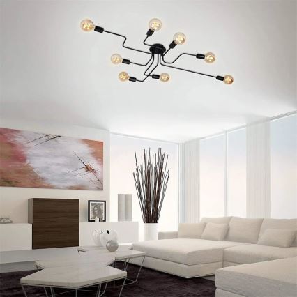 Briloner 2888-085 - Полилей за повърхностен монтаж FARETTO 8xE27/60W/230V черен