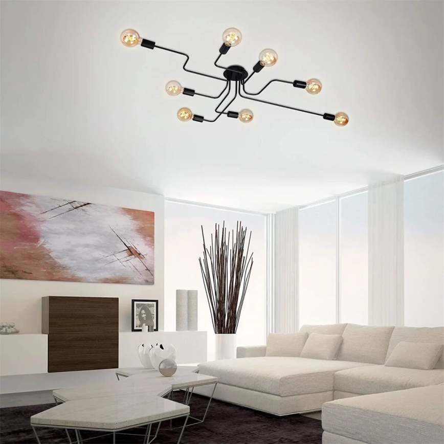 Briloner 2888-085 - Полилей за повърхностен монтаж FARETTO 8xE27/60W/230V черен