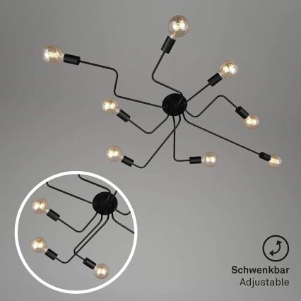 Briloner 2888-085 - Полилей за повърхностен монтаж FARETTO 8xE27/60W/230V черен