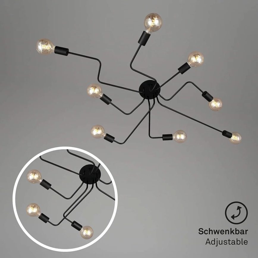 Briloner 2888-085 - Полилей за повърхностен монтаж FARETTO 8xE27/60W/230V черен