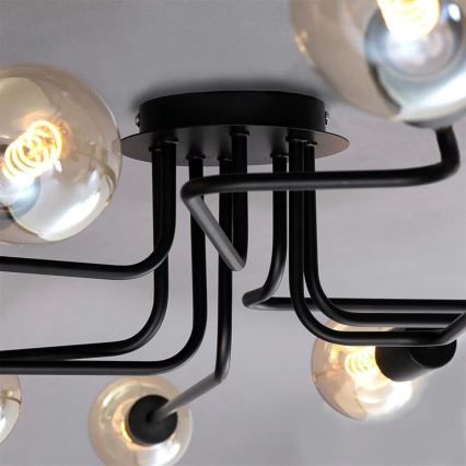 Briloner 2888-085 - Полилей за повърхностен монтаж FARETTO 8xE27/60W/230V черен