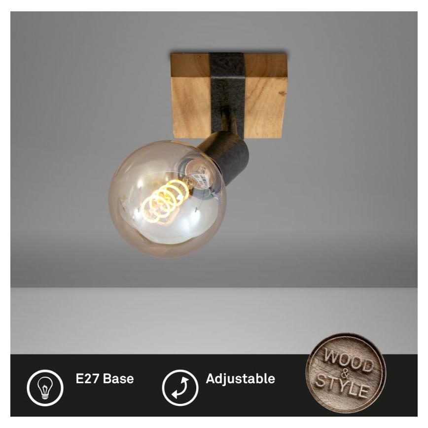 Briloner 2900-011 - Спот аплик WOOD BASIC 1xE27/25W/230V