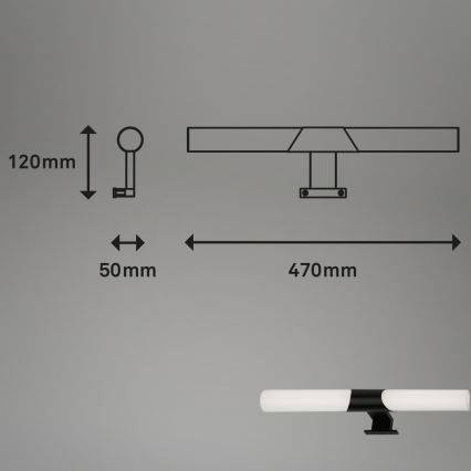 Briloner 3113-115 - LED Лампа за огледало в баня LED/12W/230V IP44 47 см черен