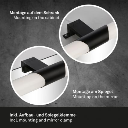 Briloner 3113-115 - LED Лампа за огледало в баня LED/12W/230V IP44 47 см черен