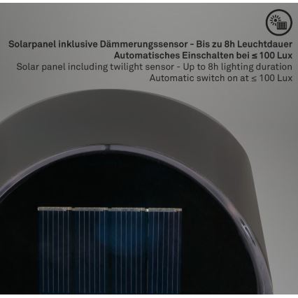 Briloner 3133015 - LED Соларен аплик LED/2W/3,7V IP44 3000K