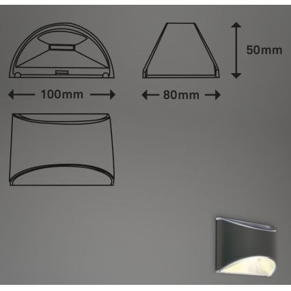 Briloner 3133015 - LED Соларен аплик LED/2W/3,7V IP44 3000K