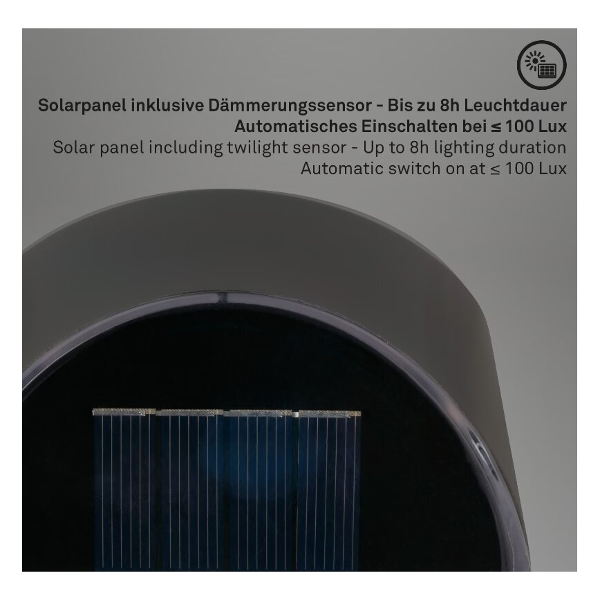 Briloner 3133015 - LED Соларна стенно осветително тяло LED/2W/3.7V IP44 3000K 300 mAh