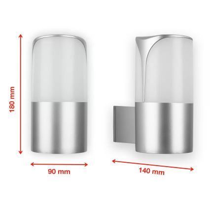 Briloner 320304TF - Външна стенна лампа 1xE27/12W/230V IP44, сребриста