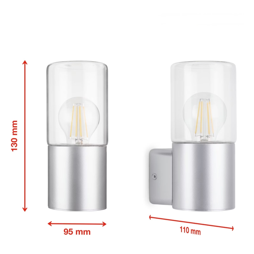 Briloner 320504TF - Екстериорен аплик 1xE27/12W/230V IP44 сребрист