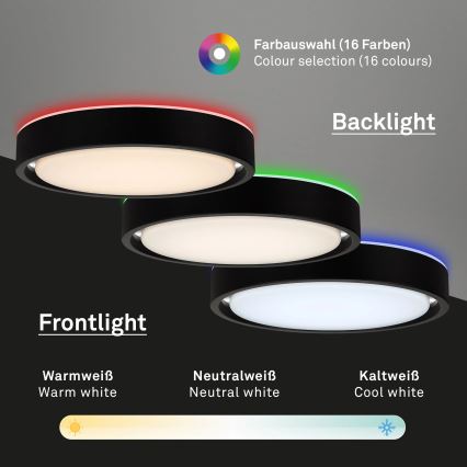 Briloner 3227-015 - LED RGB Димируем плафон със сензор TALENA LED/24W/230V черен + дистанционно управление