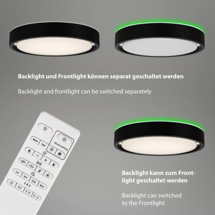 Briloner 3227-015 - LED RGB Димируем плафон със сензор TALENA LED/24W/230V черен + дистанционно управление