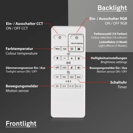 Briloner 3227-015 - LED RGB Димируем плафон със сензор TALENA LED/24W/230V черен + дистанционно управление