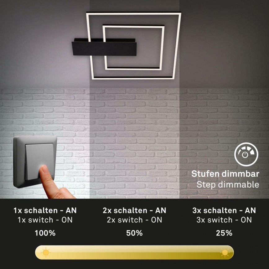 Briloner 3545-015 - LED Димируем плафон NICO LED/25W/230V черен