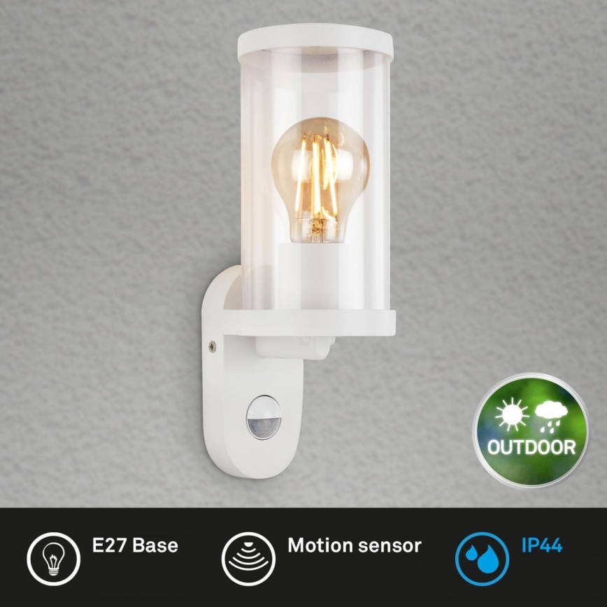 Briloner 3628-016 - Екстериорен аплик със сензор KAIRO 1xE27/12W/230V IP44 бял