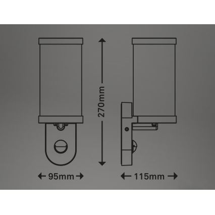 Briloner 3628-016 - Екстериорен аплик със сензор KAIRO 1xE27/12W/230V IP44 бял