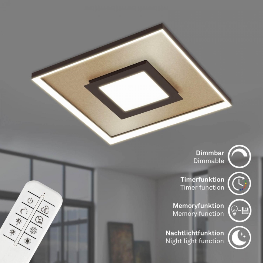 Briloner 3641-017 - LED Димируем плафон FRAME LED/30W/230V 2700-6500K златист + дистанционно управление