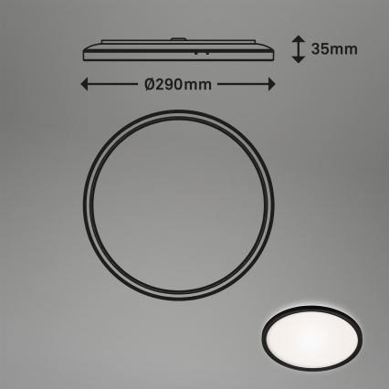 Briloner 3642-415 - LED Плафон за баня SLIM LED/19W/230V Ø 29 см IP44 черен