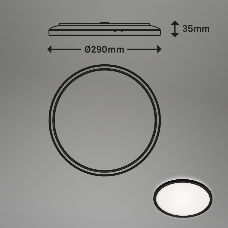 Briloner 3642-415 - LED Плафон за баня SLIM LED/19W/230V Ø 29 см IP44 черен