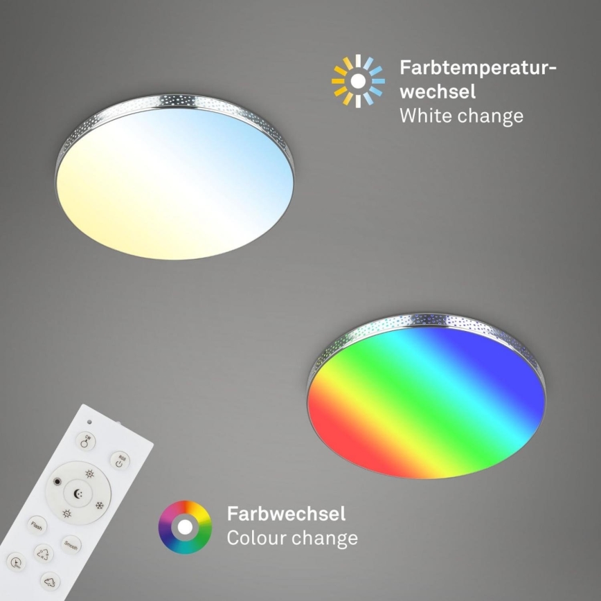 Briloner 3679-018 - LED RGB Димируем плафон за баня MAGA LED/18,5W/230V 3000-6500K Ø 35,5 см + дистанционно управление