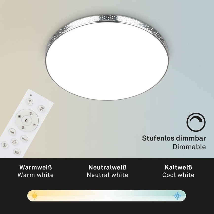 Briloner 3679-018 - LED RGB Димируем плафон за баня MAGA LED/18,5W/230V 3000-6500K Ø 35,5 см + дистанционно управление