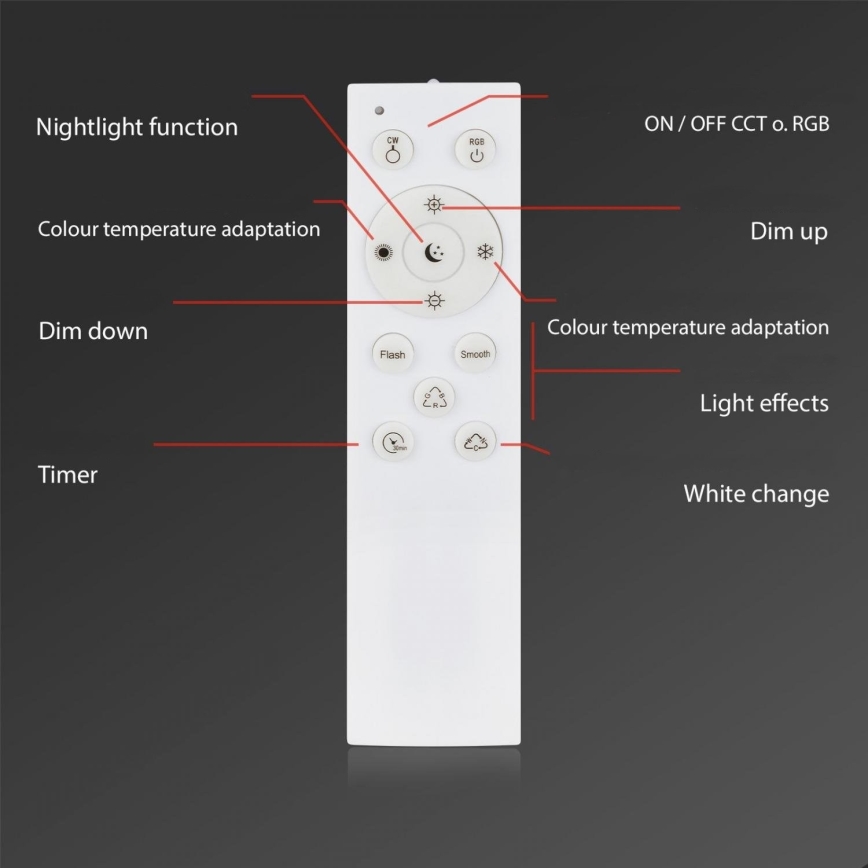 Briloner 3679-018 - LED RGB Димируем плафон за баня MAGA LED/18,5W/230V 3000-6500K Ø 35,5 см + дистанционно управление