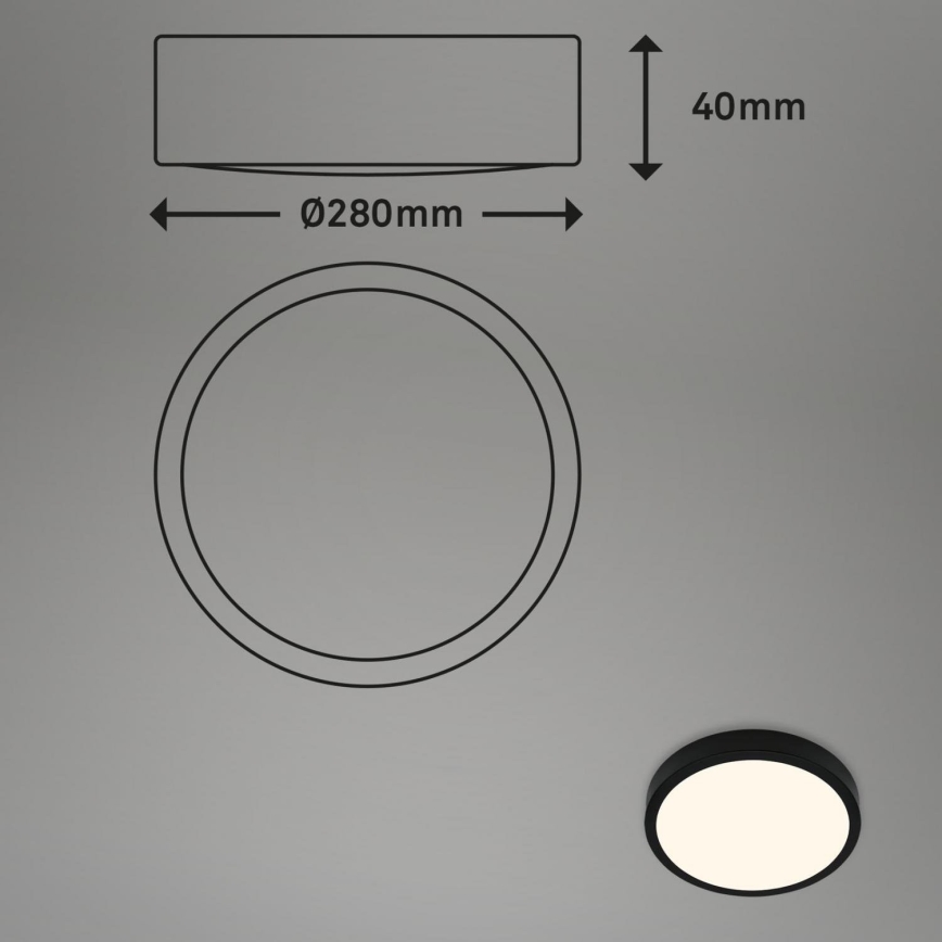 Briloner 3700-015 - LED Плафониера RUNA LED/16W/230V 3000K Ø 28 см черен