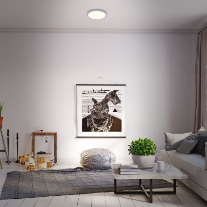 Briloner 3701-014 - LED Димируем плафон RUNA LED/18W/230V 2700-6500K сребрист + дистанционно управление