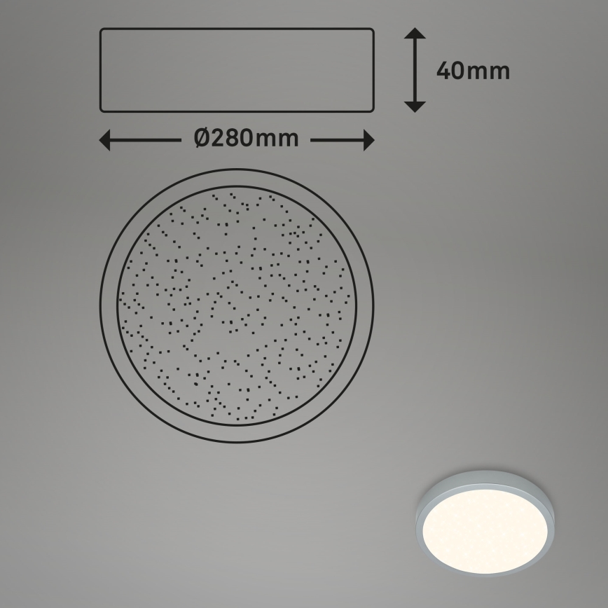 Briloner 3701-014 - LED Димируем плафон RUNA LED/18W/230V 2700-6500K сребрист + дистанционно управление