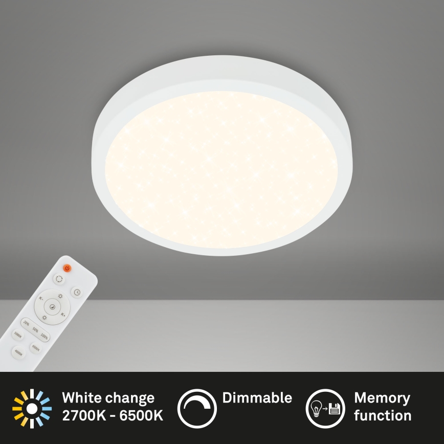 Briloner 3701-016 - LED Димируем плафон RUNA LED/18W/230V 2700-6500K бял + дистанционно управление