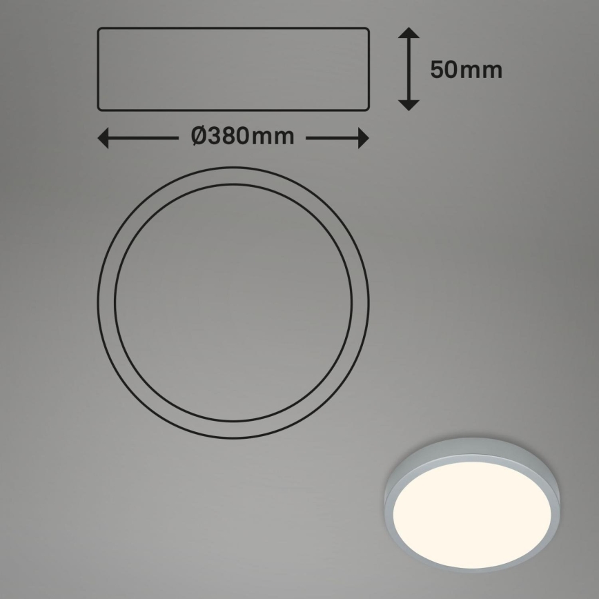 Briloner 3703-014 - LED Плафониера RUNA LED/24W/230V 3000K Ø 38 см сребрист