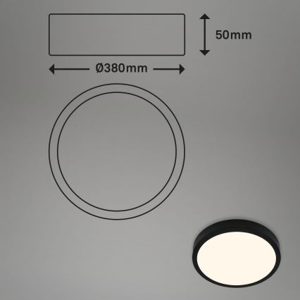 Briloner 3703-015 - LED Плафониера RUNA LED/24W/230V 3000K Ø 38 см черен
