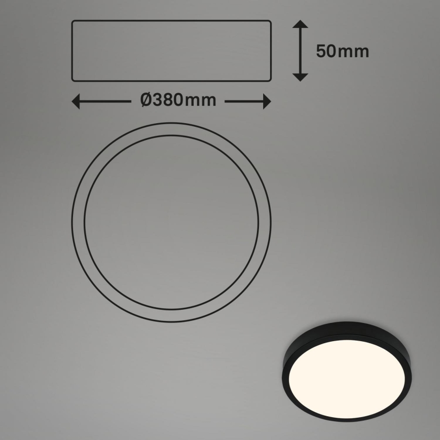 Briloner 3703-015 - LED Плафониера RUNA LED/24W/230V 3000K Ø 38 см черен