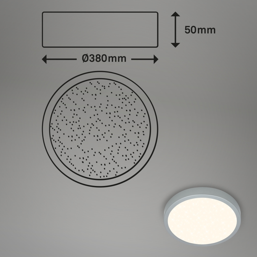 Briloner 3704-014-LED Димируем плафон RUNA LED/22W/230V 2700-6500K сребрист + дистанционно управление