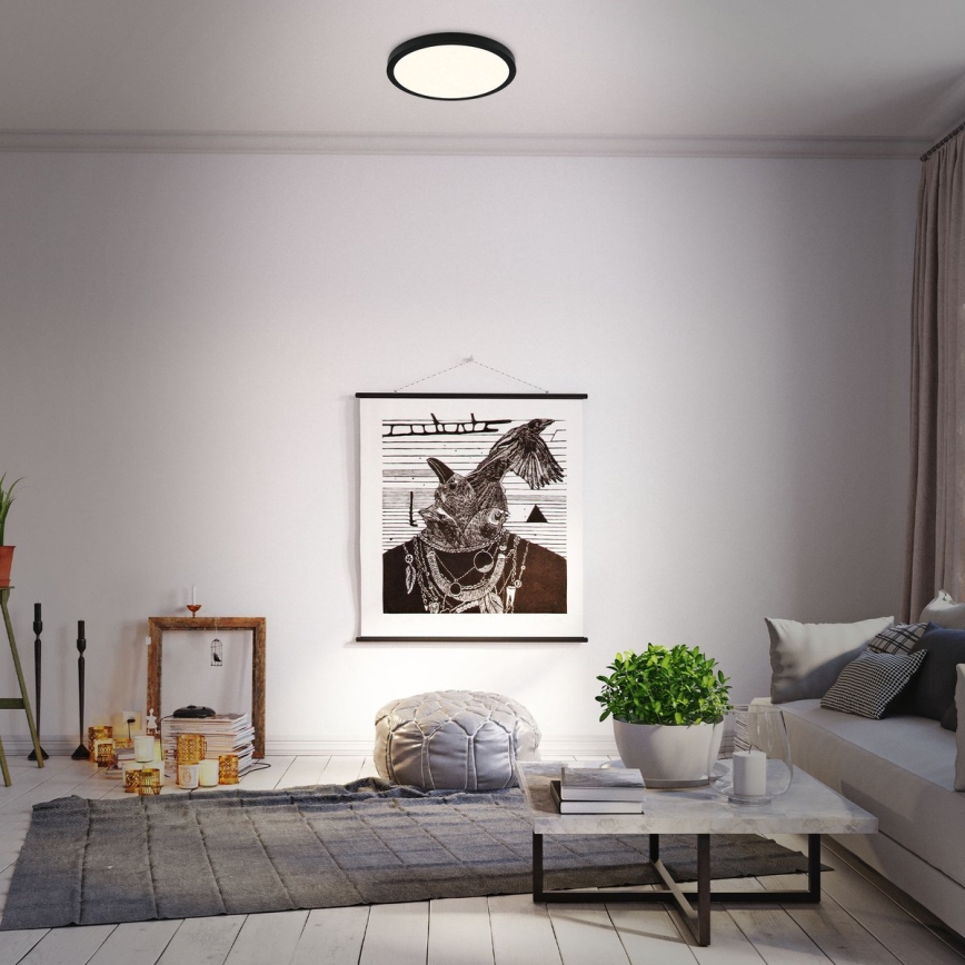 Briloner 3704-015 - LED Димируем плафон RUNA LED/22W/230V 2700-6500K черен + дистанционно управление