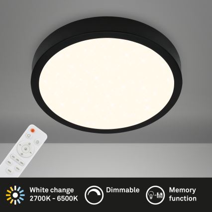 Briloner 3704-015 - LED Димируем плафон RUNA LED/22W/230V 2700-6500K черен + дистанционно управление