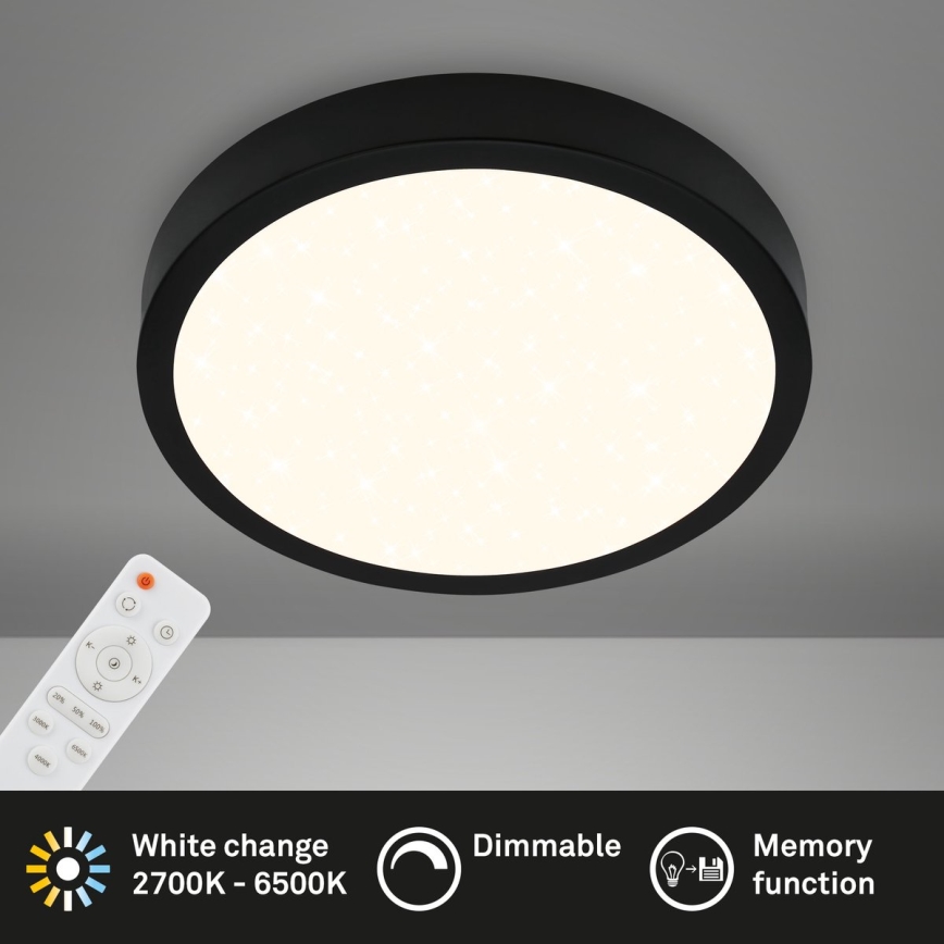 Briloner 3704-015 - LED Димируем плафон RUNA LED/22W/230V 2700-6500K черен + дистанционно управление