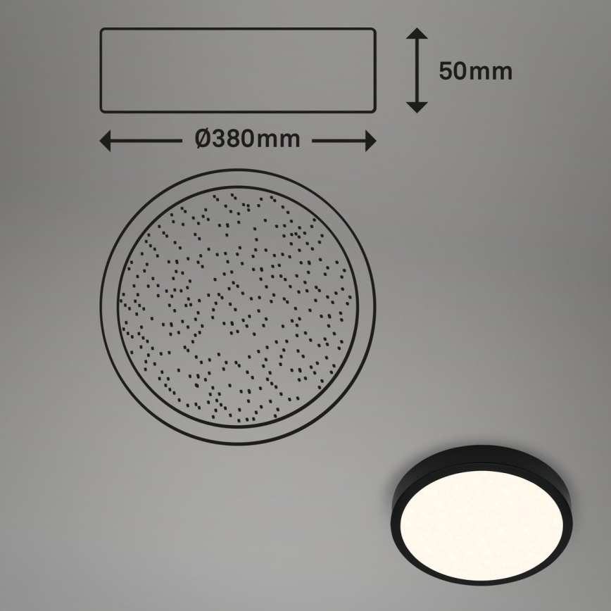 Briloner 3704-015 - LED Димируем плафон RUNA LED/22W/230V 2700-6500K черен + дистанционно управление