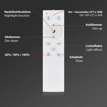 Briloner 3709-014 - LED RGBW Димируем плафон LED/22W/230V 4000K Ø 38 см сребрист + дистанционно управление