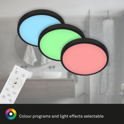 Briloner 3709-015 - LED RGBW Димируем плафон LED/22W/230V 4000K Ø 38 см черен + дистанционно управление