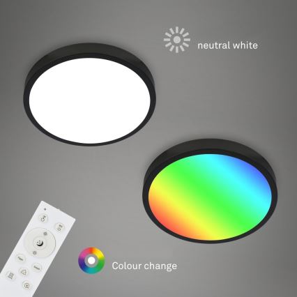 Briloner 3709-015 - LED RGBW Димируем плафон LED/22W/230V 4000K Ø 38 см черен + дистанционно управление